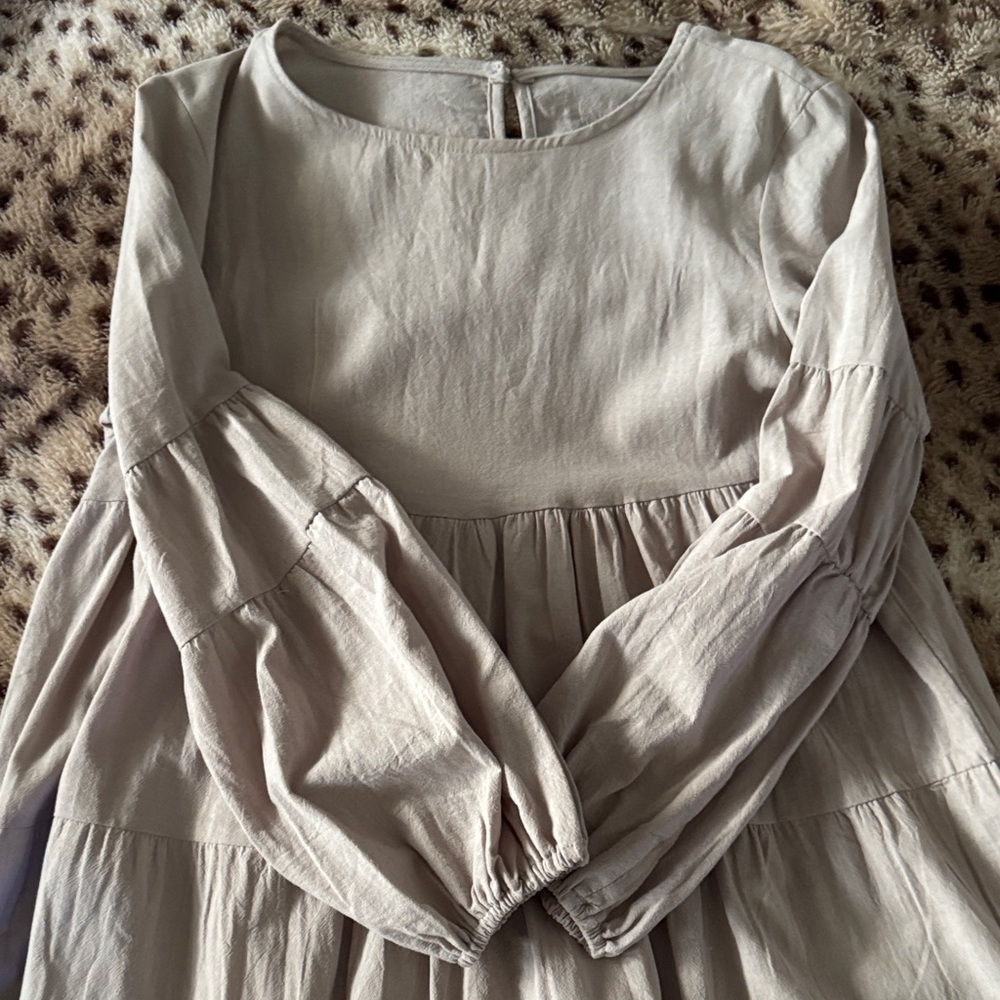 Elegant Long Sleeve Gray Dress